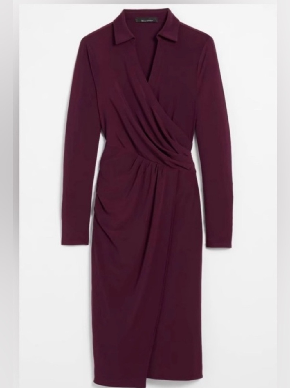 White House Black Market Faux Wrap Midi in Cabernet